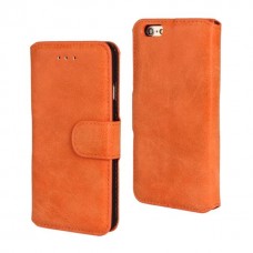 iPhone 6 6s Plus 5.5 - PU Leather Vintage Matte Flip Stand Protective Phone Cover Case Wallet - Orange